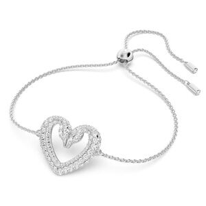 Swarovski Una Pave Heart Crystal Bracelet Rhodium Plated Swan Heart